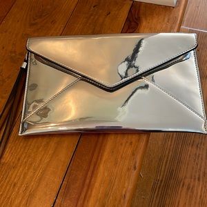 Rebecca Minkoff silver metallic clutch